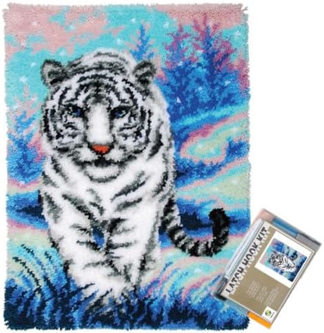 White Tiger in Jungle Latch Hook Kits for Adults Beginners, 20“ X 15" by EMISTEM