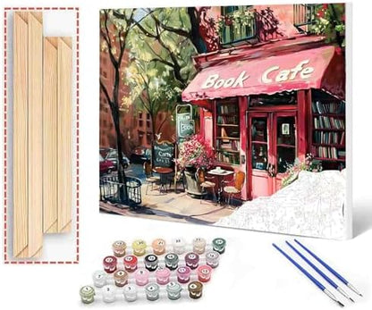 New York Library Paint by Numbers Bohemia Paint by Numbers Kits for Adult Pink Blossom Floral Digital Oil Painting Kits on Canvas with Brushes and Acrylic Pigment DIY Framed 16x20 Inch by Aihonmin