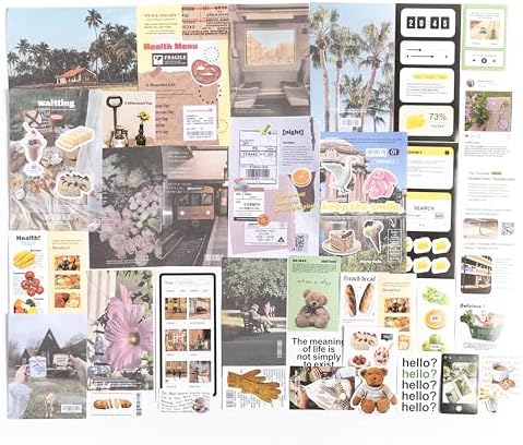Alideco 200pcs Vintage Scrapbook Supplies Pack for Art Journaling Bullet Junk Journal Planners DIY Paper Stickers Craft Kits Notebook Collage Album Aesthetic Cottagecore Picture Frames (jijingxingxi) by Alideco