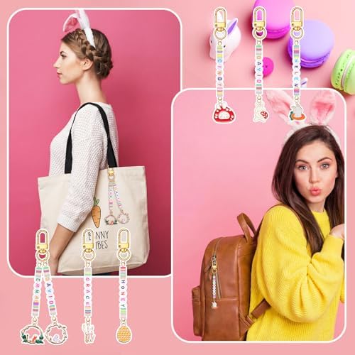 Tondiamo 2823 Pcs Easter Charms for Jewelry Making Easter Bead Keychain DIY Craft Making Kit Key Ring Charms Letters Beads String for Gift Jewelry Key Ring Backpack Accessories - Image 4