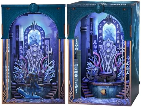 MiniCity Book Nook Kit, DIY Underwater Mythic Ruin Miniature with Led Light, Craft Model with Free Stand, 80+Pcs Easy Assembly for Adults Teens, Fantasy Bookshelf Decor & Gift (Throne of Aqua) by MiniCity
