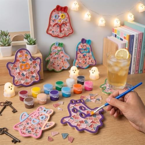 6PCS DIY Glass Mosaic Tiles for Crafts, Mixed Color, Halloween Ghost by Unknown
