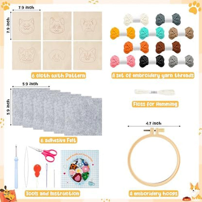 WATINC Punch Needle Coaster Kit - 6 Pattern DIY Craft for Beginners, Puppy - Image 2