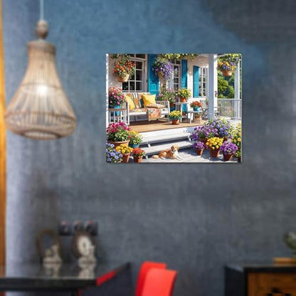 Flower House Paint By Numbers Kit For Adults Garden Adult Paint By Number Kits On Canvas Yard Art Oil Painting Kit For Beginners Adults' Paint-By-Number Kits For Gift Home Wall Decor 16x20 Inch - Image 2