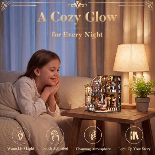 Bacchus Book Loft, DIY Book Nook Kit with LED Light Miniature House Insert - Image 4