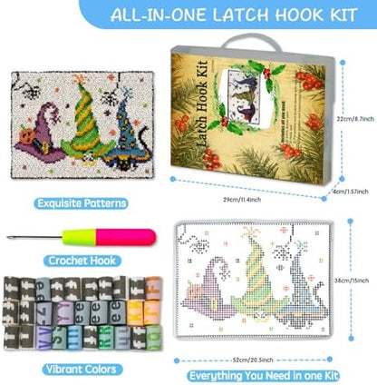 ZFFLYH Latch Hook Kits, Latch Hook Rug Kit for Adults Beginner Halloween Hat Latch Hook Kits with Printed Canvas 52X38cm/20.5 Inch X15 Inch - Image 6