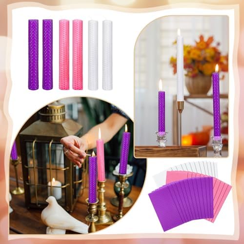 Yuntau 24 Pcs Advent Beeswax Candle Making Kit, 8"x 4", Assorted Colors - Image 4