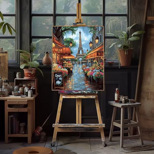 Natuyalo Paint by Numbers for Adults Beginner, Eiffel Tower Acrylic Painting by Number Kits Paris Cityscape DIY Art Craft Kits Suitable for Home Wall Decoration Frameless (16x20 Inch) - Image 4