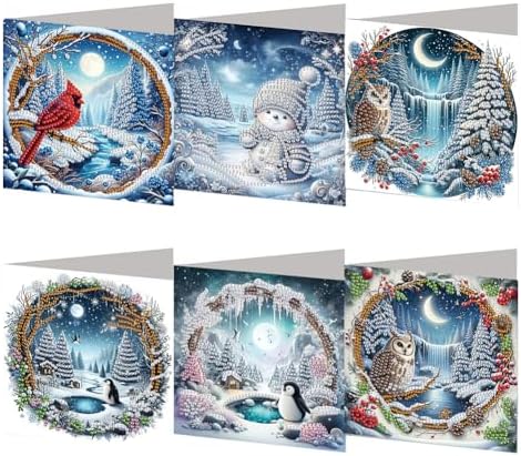 6pcs DIY Diamond Art Christmas Cards Kit with Envelopes & Tools-Diamond Dot Greeting Cards,Xmas 5D Rhinestones Painting for Adults,DIY Craft Family Friend Xmas Gifts(Xmas Santa Claus Animal) by Unknown