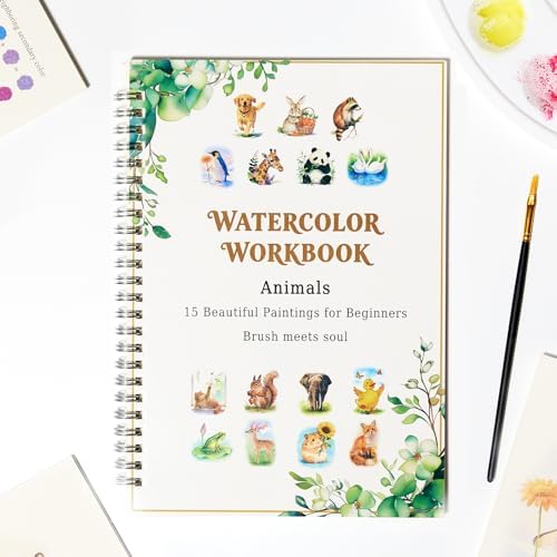 15 Beautiful Animal Watercolor Workbook for Adults Beginner by SHINYHARBOR