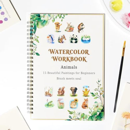 15 Beautiful Animal Watercolor Workbook for Adults Beginner by SHINYHARBOR