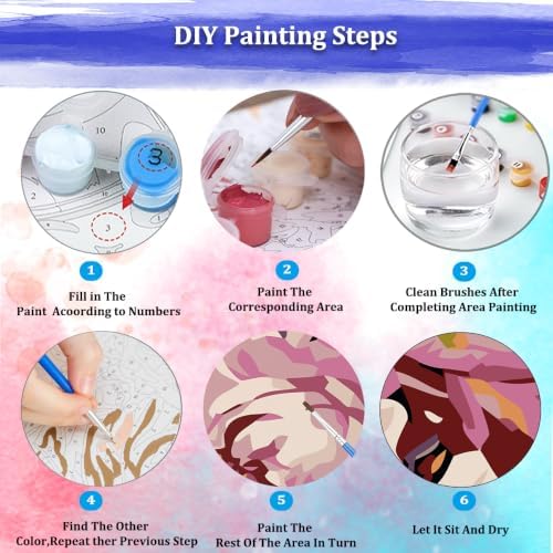 JUJUHOOD Peony Flowers Paint by Numbers Kit for Adults Beginner & Kids Ages 8-12,Abstract Flower Paint by Number Without Easel, Acylic Paint by Numbers for Gift Home Wall Decor 10x10Inch - Image 6