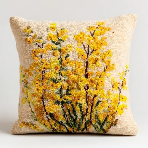 DIY Latch Hook Pillow Kit Little Wild Flowers with Yellow 43x43cm-3 by Unknown