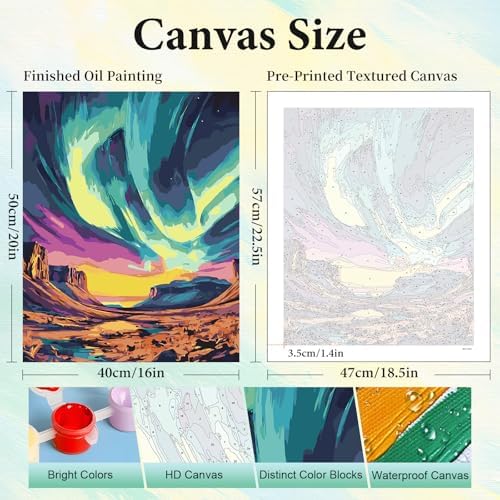 Paint by Numbers Kit for Adults, Aurora DIY Painting Kit, 16x20 Inch - Image 3