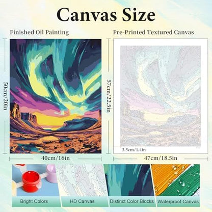 Paint by Numbers Kit for Adults, Aurora DIY Painting Kit, 16x20 Inch - Image 3