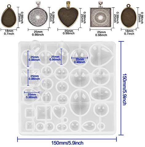 31Pcs Resin Molds Jewelry Making Kit Pendant Trays with Silicone Molds - Image 2