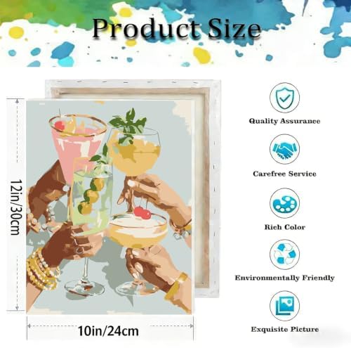 Paint by Numbers Kit for Adults,Vintage Cocktail Paint by Number With Frame - Image 3