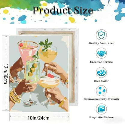 Paint by Numbers Kit for Adults,Vintage Cocktail Paint by Number With Frame - Image 3