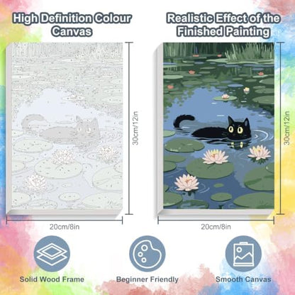 Black Cat Framed Paint by Numbers Kit for Adults Beginner 8x12 inch - Image 3