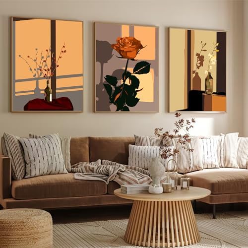 CasaWeave 6 Packs Paint by Numbers Kit for Adults Beginners,Easy Acrylic Adults Paint by Number Kits,Simple Flower Oil Paint by Numbers Kits On Canvas for Home Decor 7.8x11.8inch - Image 2