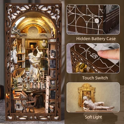 Bernini's Sculpture Workshop Book Nook Kit, DIY Miniature House with LED - Image 4