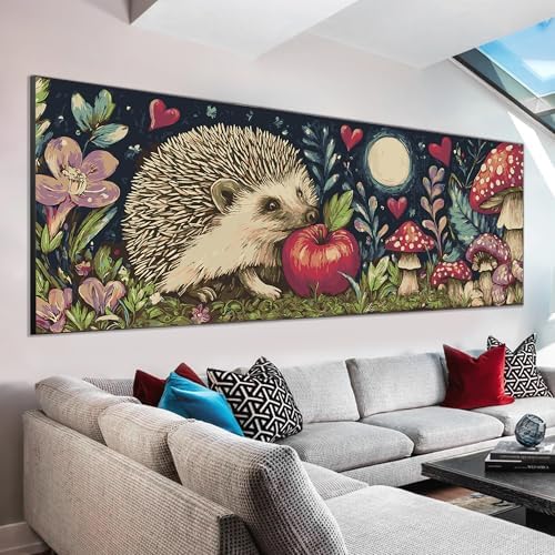 VAIIEYO Paint by Numbers Kit for Adults Hedgehog, Animal Paint by Numbers, Large Size Painting Kit Canvas Drawing Paintwork for Beginner Arts Craft for Home Wall Decor 12x31 inch(Without Frame) - Image 2