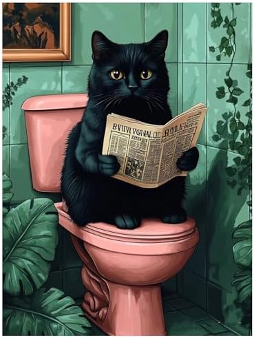 Black Cat Paint by Numbers Kit for Adults, 16x20 inch by MANDUN