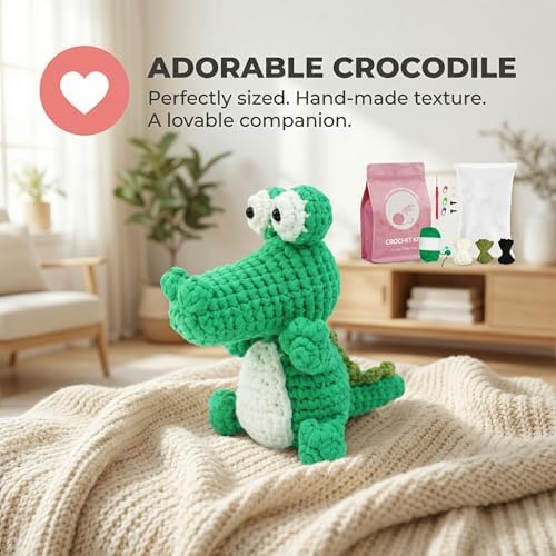 minimal beee Crocodile Crochet Kit for Beginners Easy Yarn Video Tutorials - Image 4