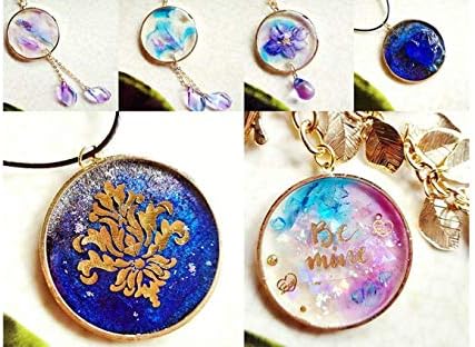 UV Resin Kit with Molds + Open Back Bezels + Pigment Liquid Colorants, Come with Holographic Glitter & Tapes | Crystal Clear Epoxy Resin for Jewelry Making Pendants Keychains Drop Earrings - Image 6