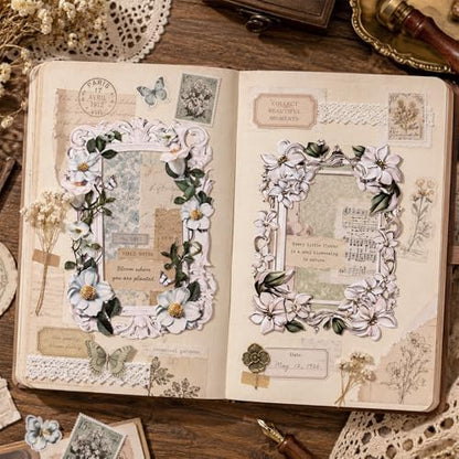 40Pcs Scrapbook Supplies Decor Papers, Floral Frames Junk Journal Supply - Image 5