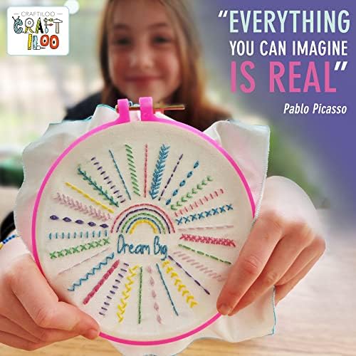 Embroidery Kit for Kids Ages 7-13 - 10 Pre-Stamped Beginner Patterns - Image 2