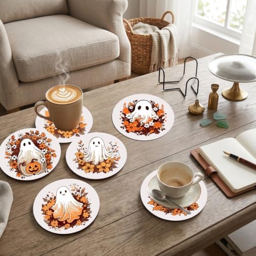 8 Pack Halloween Paint by Numbers Kits Coasters with Holder Cork Pads - Image 3