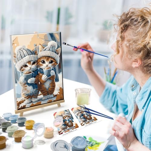 ATDMS Paint by Numbers Kits for Adults, Cats Paint by Number with Frame - Image 6