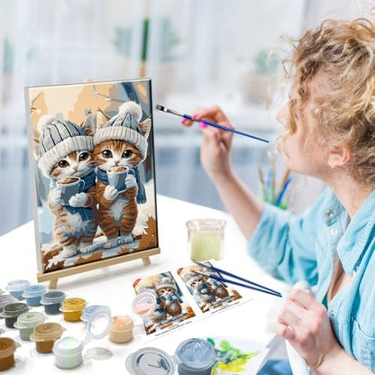 ATDMS Paint by Numbers Kits for Adults, Cats Paint by Number with Frame - Image 6