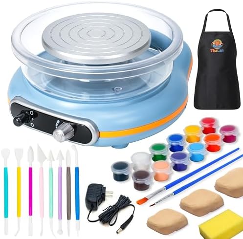 Pottery Wheel for Kids | Clay Machine for Beginners | 4.7 Inch Electric Mini Wheel Kit for Arts | Includes 8 Piece Tool Set and Paint | Educational Pottery Kit for Adults by Unknown