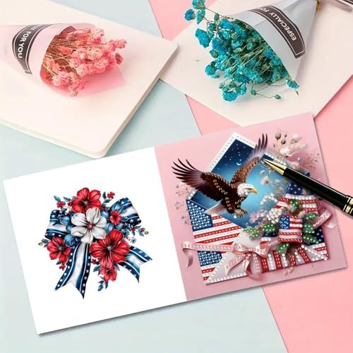 6Pcs Greeting Card DIY Diamond Art Painting Greeting Cards Special Shaped Holiday Blessing Folding Card Kit with Envelopes Arts Crafts for Birthday Festival-Envelope02 - Image 3