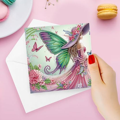 C'eitura 6Pcs Fairy Girl Diamond Art Greeting Card Kit – DIY Rhinestone Painting Postcard Set for Holiday Christmas New Year Party Favors, Creative Craft Gift for Fantasy Lovers - Image 5