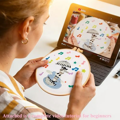 Hand DIY Embroidery Kits for Beginners Adults, Cute Crewel Embroidery Art Kits, Stamped Cross Stitch Kits for Beginners Adults Craft Kits for Women, Entire Set of Embroidery Supplies & Video Tutorial - Image 4