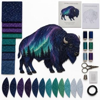 Northern Lights Wildlife DIY Patchwork Kit, Creative Fabric Craft by Unknown