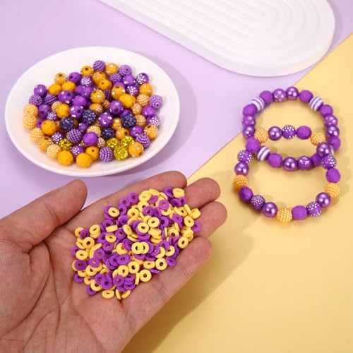 2200PCS+ Game Day Beads Charms for Bracelet Making Polymer Clay Beads Crystal Pearl Letter Gold Spacer Beads Football Charms for Game Day Bracelet Necklace Making DIY Crafts - Image 3