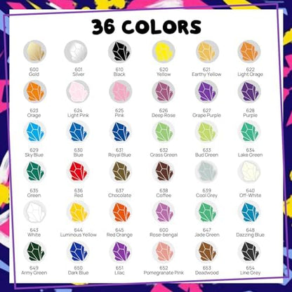 36 Colors Dual Tip Acrylic Paint Markers,Fine Tip and Brush Tip Permanent Acrylic Paint Pens For Rock Painting, Canvas, Wood, Glass, Ceramic, Fabric, Plastic, Egg, Scrapbook,Art Painting Supplies Kit - Image 6