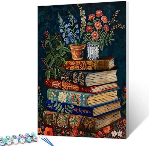 Aihonmin Stack Magic Book Paint by Numbers Kits for Adult Beginners,Boho Style Paint by Numbers Botanical Painting by Numbers Arts Craft Kits Canvas Drawing for Home Without Framed 16''W x 20''H by Aihonmin