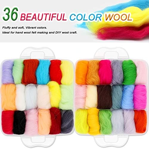West Bay Needle Felting Kit 109 Pieces Set, Wool Roving 36 Colors with Complete Felt Tools and Storage Box Needle Felting Starter Kit for DIY Craft Animal Home Decoration Birthday Gift - Image 6