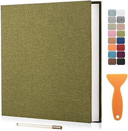Large Photo Album Scrapbook, Holds 4x6, 8x10 Pictures, Self-Adhesive Pages for Baby, Wedding, Travel & Family Memories, Includes Metallic Pen & Scraper, DIY Memory Book for Gifts 11" X 10.8" 60 Pages by HoneyTolly