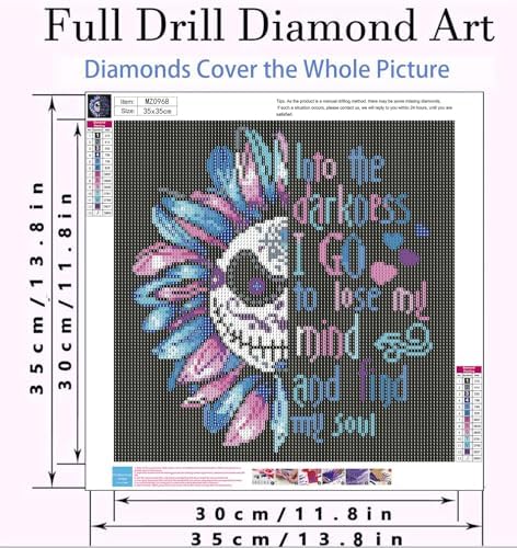 Xylogist Cute Sugar Skull Diamond Art Kits for Adults 14x14 Inch - Image 4