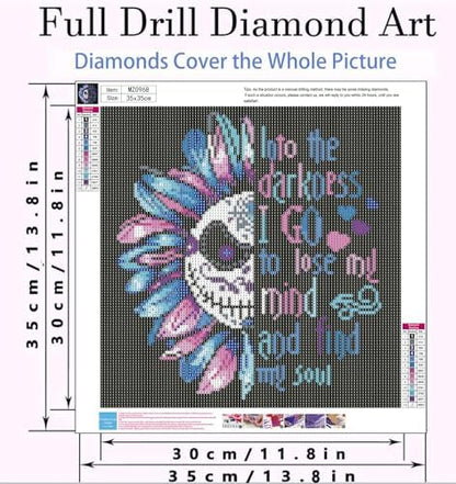 Xylogist Cute Sugar Skull Diamond Art Kits for Adults 14x14 Inch - Image 4