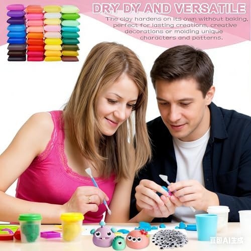 Adult Air Dry Clay, Magic Foam DIY Molding Clay, 170 PCS Set with 100 Colors Ultra Light Tools Accessories & DIY Supplies, Soft Modeling Clay for Crafts, Art Creation & Birthday Party - Image 2