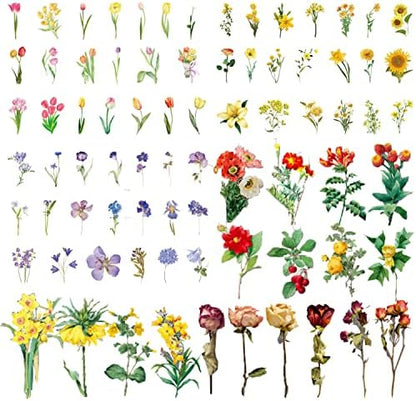 BLEDS 141 PCS Scrapbook Stickers Supplies, 120 PCS Nature Flower Self-Adhesive Stickers Plus 21PCS Big Size Scrapbooking Stickers Journaling Kit for Junk Journal Craft Card Making Decorative - Image 2