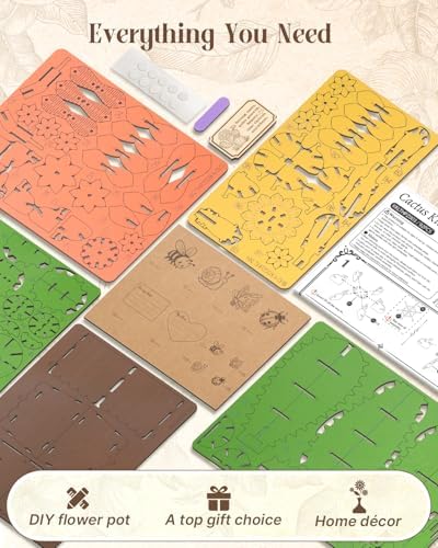 KAAYEE 3D Puzzles for Adults Cactus Potted, 92 Pcs Wooden Puzzle DIY Handcraft Kit, Succulent Flower Series Home Office Decor, Gift for Friends Family Elders Birthday Housewarming - Image 6