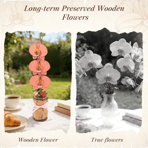 BUSOHA 3D Wooden Flower Puzzle for Adults - Orchid DIY Craft Kit - Image 6